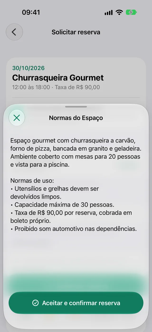 Normas do espaço antes de reservar