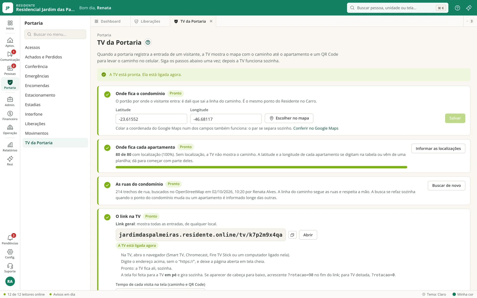 Configuração da TV da portaria com todos os passos prontos
